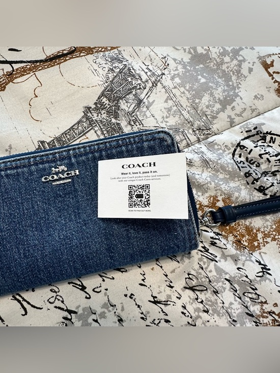 Coach Accessories - NWT! Coach Denim Zip Wristlet in Dark Blue with Silver Logo